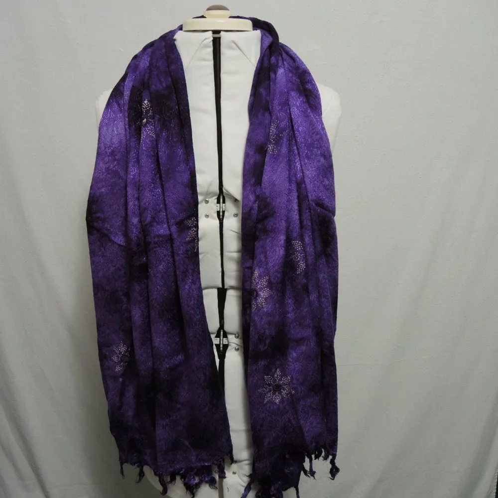 Dark Purple Scarf or Wrap w/ Fringe 42